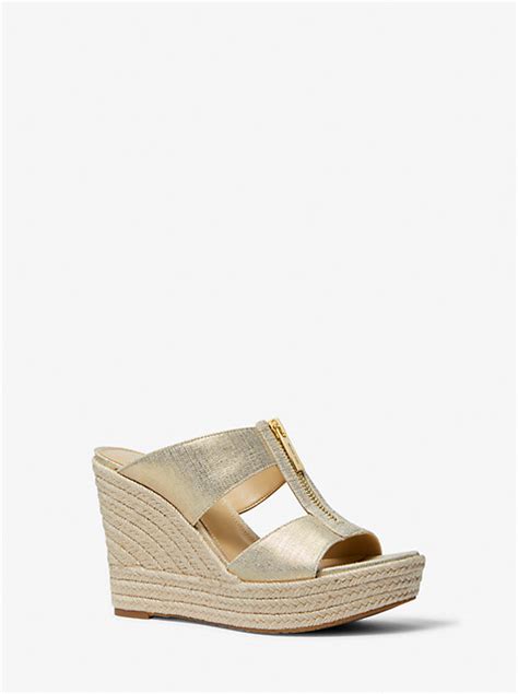 michael kors bradley manuel|Bradley Metallic Canvas Wedge Sandal .